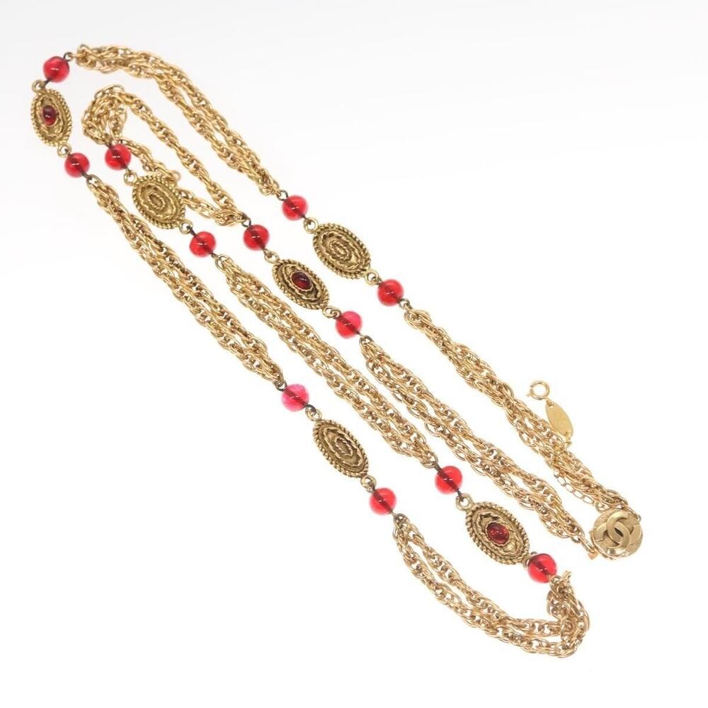Chanel CC Logo Chain Necklace Metal Gold CC